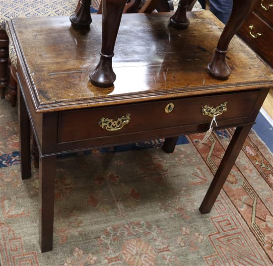 A George III provincial mahogany side table W.76cm